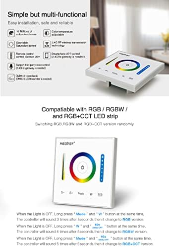 LGIDTECH P3 Miboxer Стенен Контролер със сензорен панел за 3528 smd 5050 2835 RGB RGBW RGB + CCT С регулируема яркост,