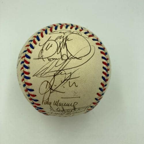 1996 Екипът на All Star Game Подписа бейзболен договор с Бари Бондсом и Чиппером Джоунс с помощта на JSA COA - Бейзболни