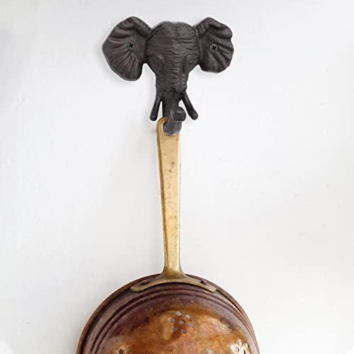 Комплект от 2 Стенни Куки-Закачалки от ковано Желязо във формата на Слон, Ретро Селски Декоративен Стенен монтаж Кука