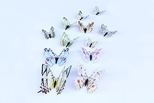 36 бр. Бял 3D Сладък 2 Слоя Пеперуда Стенен Декор Стикер на Стената Красива Пеперуда за Детска Стая Стикери За Стена