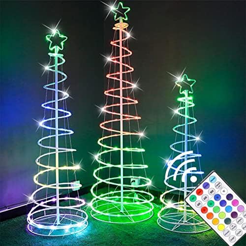 Водоустойчив Коледно Дърво с Подсветка, USB Голям Коледа Орнамент RGB Светодиоди Светлинно Украса За вътрешно и Външно