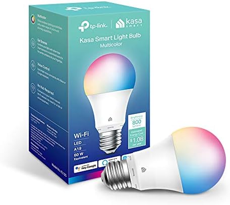 Нова умна лампа Kasa, Пълноцветен умна WiFi крушка с регулируема яркост, съвместима с Alexa и Google Home, A19, 9 W 800