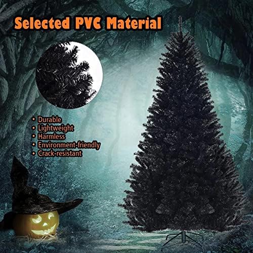 ZLXDP 7,5 Фута Навесная Изкуствена Коледна Елха На Хелоуин, Пълна с коледно Дърво С Метална Стойка Черен Цвят