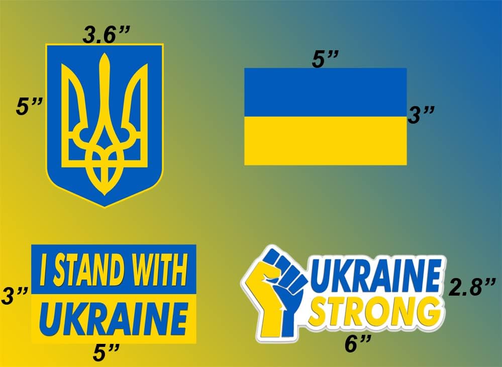 4 Опаковки Стикери с Флага на Украйна, Винилови стикери Аз стоя с Украйна, Стикер на Стопанските Голям размер, Стикер
