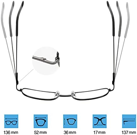 Очила за четене JoXiGo за Мъже И Жени В Метална Правоъгълна Рамка с Удобен Пружинным тръба на шарнирна връзка + Лента