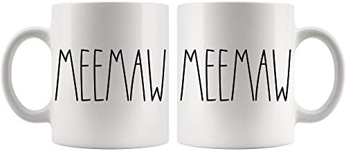 Moon9xx Чаша Meemaw | Кафеена чаша В стил Meemaw Rae Dunn | В стил Rae Dunn | Фамилна Кафеена чаша подарък За рожден Ден За по-Добра кафеена чаша Meemaw 11 грама, PHVPW4ARFW-11 грама, Бяла