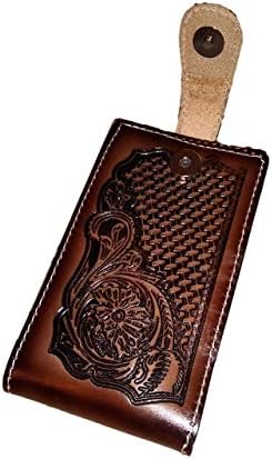 Калъф за телефон от естествена мексикански кожа за прашка с магнитна закопчалка. Универсален размер (кафяв)