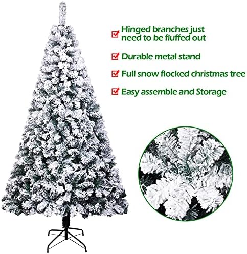 NC 6 ФУТА PVC Стекающаяся Коледно Дърво 750 Клони Автоматично Дърво Бял Сняг Стекающаяся Коледна Елха
