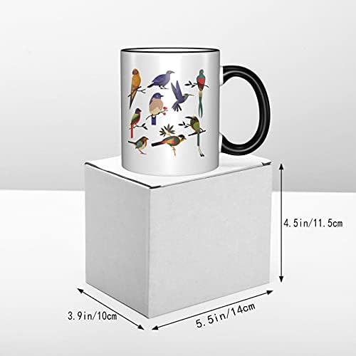 11 унции Керамични Кафеена Чаша с Птици, Забавно Сладко Уникална Бяла утайка от Чаша, Пътна Чаена Чаша за кафе Лате с