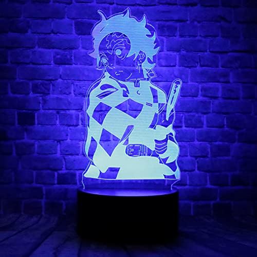 Сладък Герой от Аниме Kamado Tanjirou Demon Slayer 3D Оптична Илюзия LED Интериор на Стаята Настолна Лампа с Дистанционно