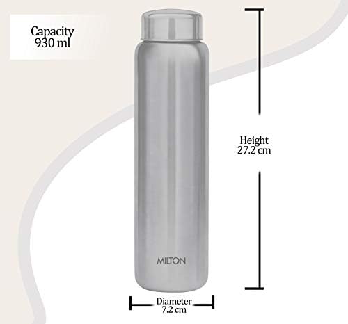 Бутилка за вода MILTON Aqua 1000 от неръждаема стомана, 950 мл, Сребро | Запечатани | За офис | на салона | Дома | Кухни