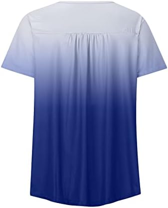 Блуза-Туника Wenini за Жени - Женски Ризи, тениски с Къс ръкав и V-образно деколте, Градиент Блуза Копчета за Жени, Тениски