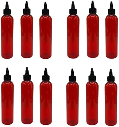 Пластмасови бутилки Red Cosmo обем 8 унции - 12 опаковки, Празни бутилки за еднократна употреба - Не съдържат BPA - Етерично масло - Ароматерапия | Черна Закручивающаяся дел?
